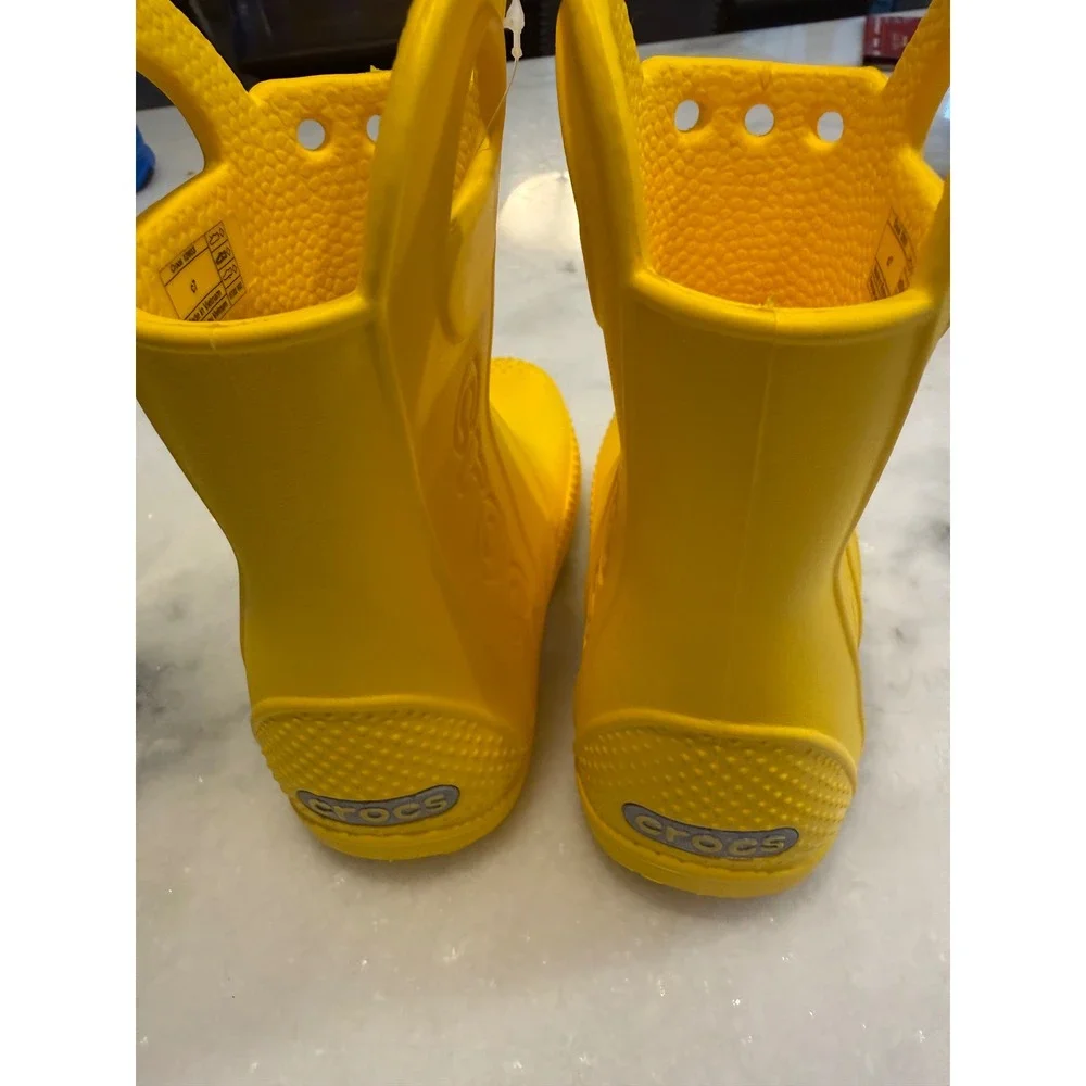 Crocs Handle It Rain Boot Kids Toddler C7 Yellow Waterproof Pull On 12803-730